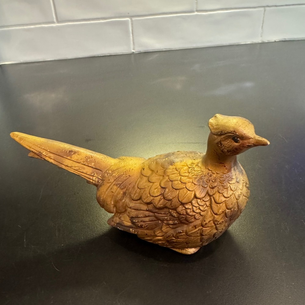 Napcoware Pheasant Figurine Home Decor 7in Gold Brown Vintage Ceramic C-618
